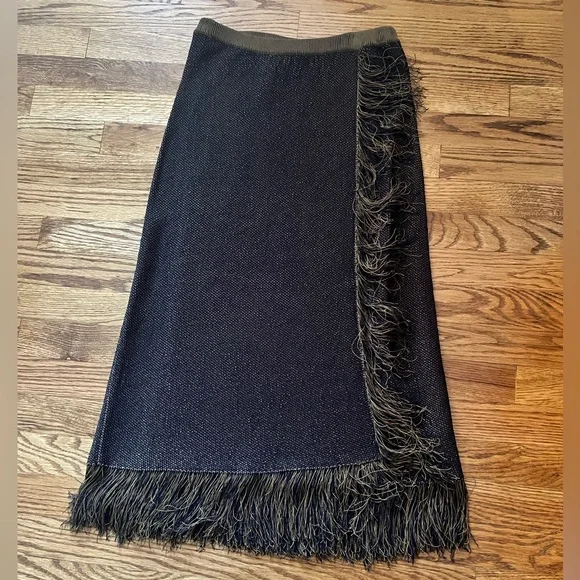 NWT J.Crew Fringe Detail Knit Sweater Wrap Midi Skirt - Picture 2 of 4